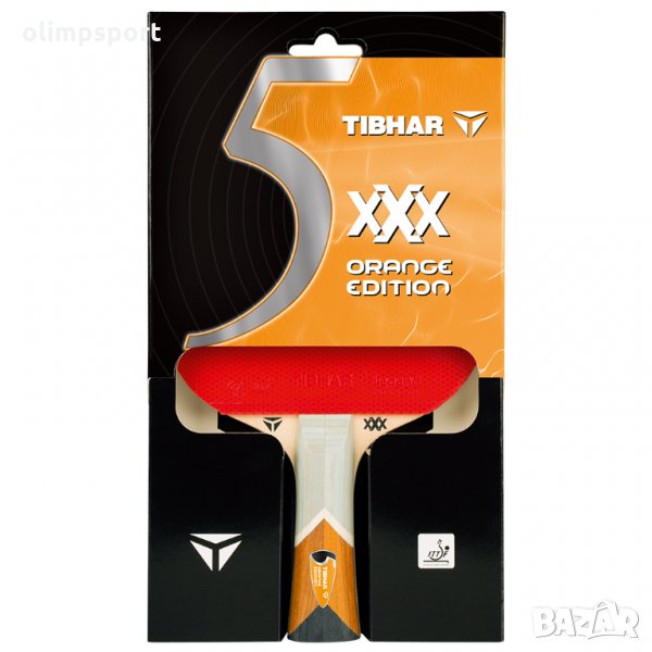 хилка за тенис на маса Tibhar xxx orange edition нова 5 пласта дърво , конкав дръжка гладки гуми 2.0, снимка 1