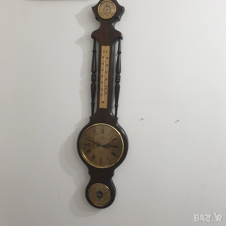 Голям барометър,термометър,влагометър и часовник, снимка 1