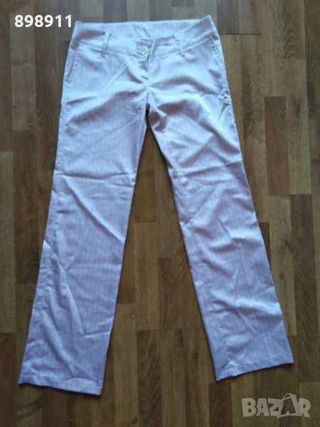 Бял сатенен панталон на райета, снимка 1