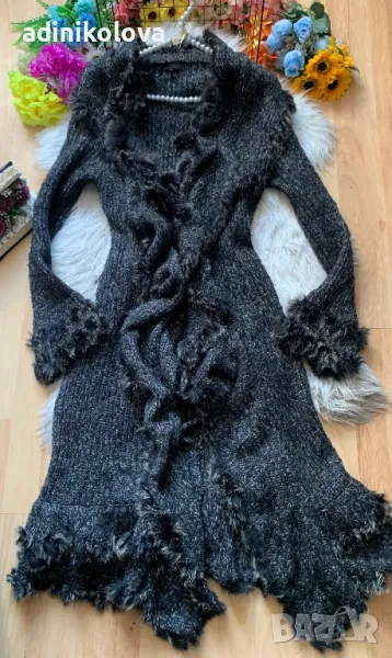 Дълга жилетка с косъм заек, снимка 1