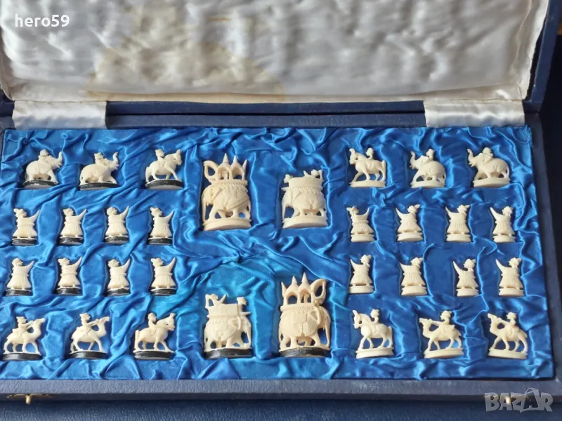 Фигури за шах от слонова кост ръчна работа от началото на 20 век., снимка 1