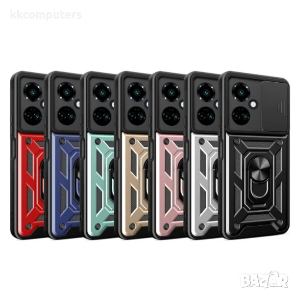 Tecno Camon 19 / 19 Pro Sliding Camera Cover Design TPU+PC /Удароустойчив Ring Holder4 Калъф и Проте, снимка 1