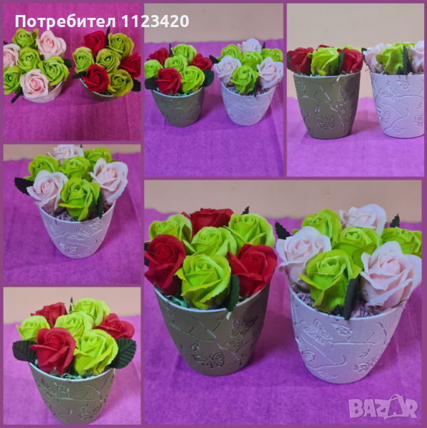 Ароматни сапунени рози в кашпа, снимка 1