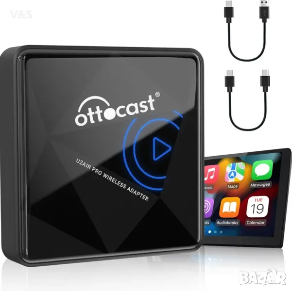 OTTOCAST Безжичен CarPlay адаптер за iPhone - Безжичен CarPlay ключ за iOS, Plug & Play, Автоматична, снимка 1