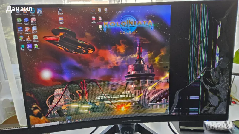 Asrock - PG27Q15R2A, 27", 165Hz, 1ms - пукнат дисплей, снимка 1