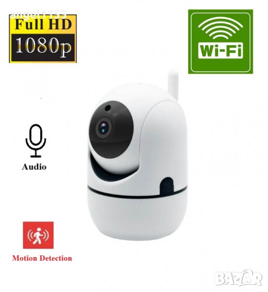 1080p P2P Wifi камера със звук Lan IP Безжична с нощно виждане camera Бебефон видеонаблюдение, снимка 1
