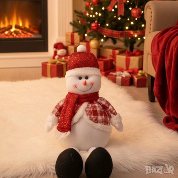 Декоративен коледен снежен човек с дълги крака – 80 см, снимка 1