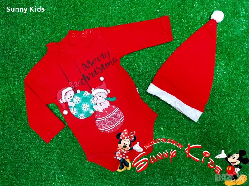 НОВО коледно - новогодишен боди с шапка, снимка 1