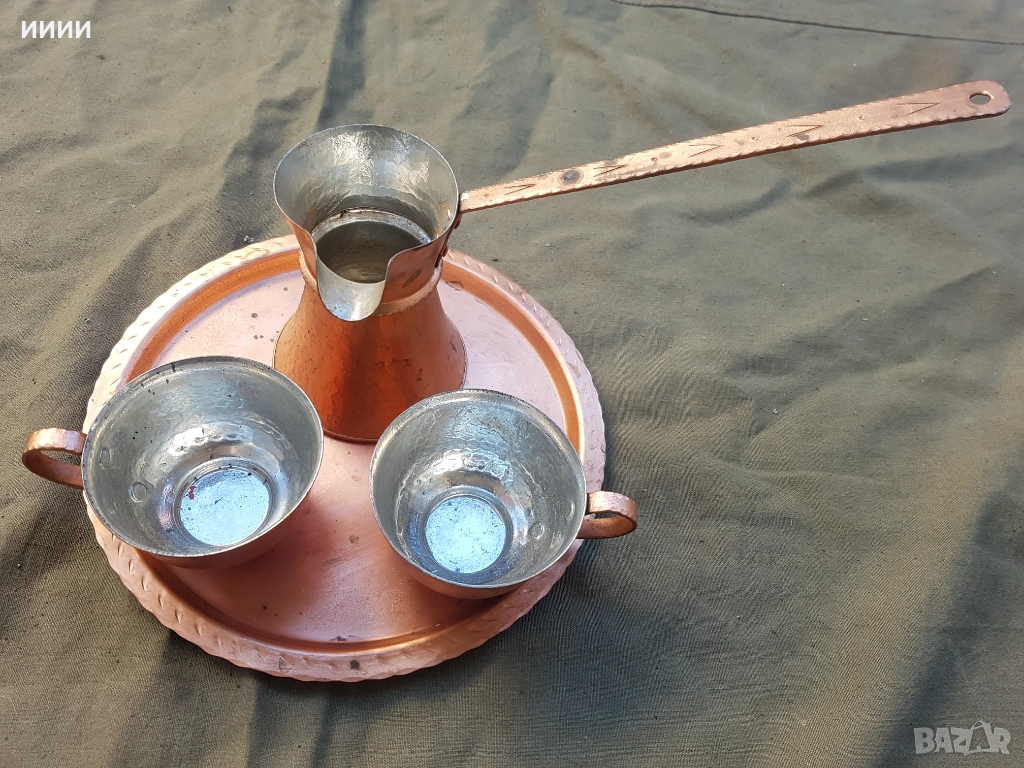 Джезве с 2 чаши на поднос, снимка 1