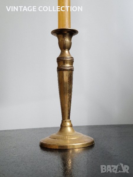 Масивен свещник Арт Деко Art Deco месинг винтидж , снимка 1