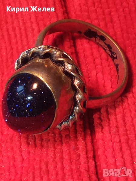 20-те ГОДИНИ на 20 ВЕК РЕТРО ПРЪСТЕН с ОГРОМЕН ШЛИФОВАН АВАНТЮРИН БЕЛ ЕПОК СТИЛ 20235, снимка 1