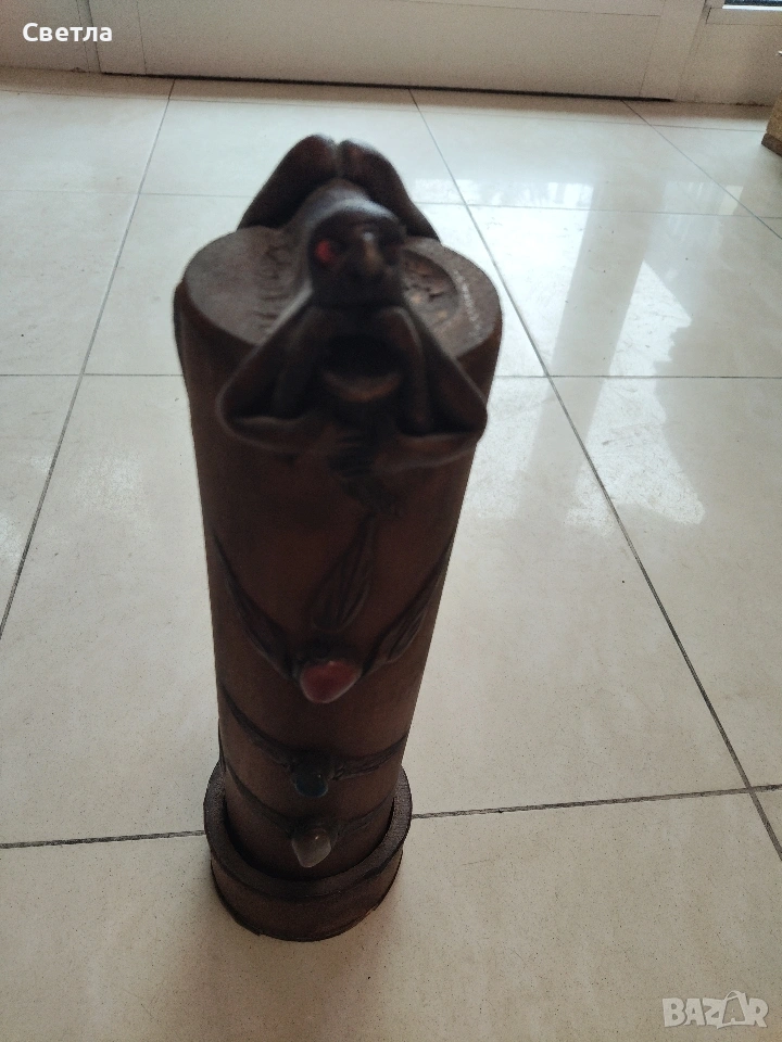 Дървен свещник, снимка 1