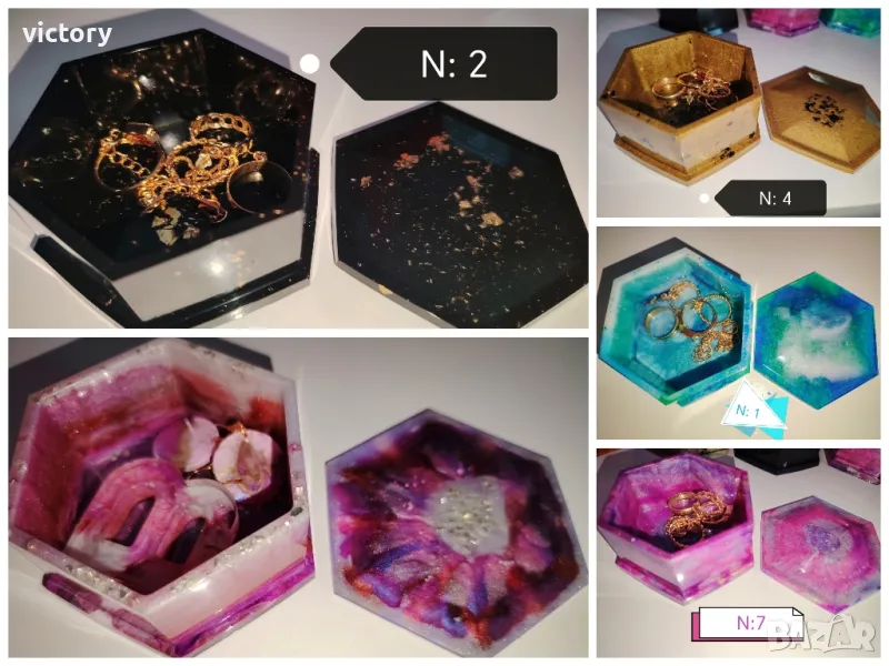 ръчно направени кутийки за бижута от епоксидна смола , снимка 1