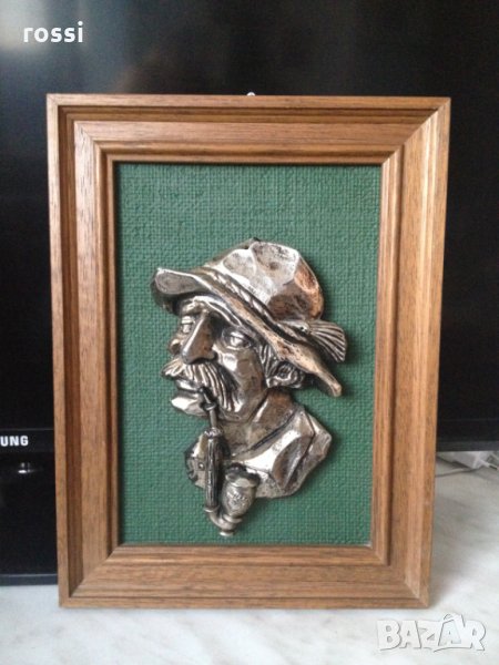 Мъж с лула. Старинна немска картина пано., снимка 1