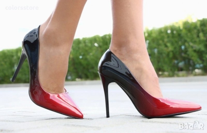 Обувки на ток - червено с черно - 892, снимка 1