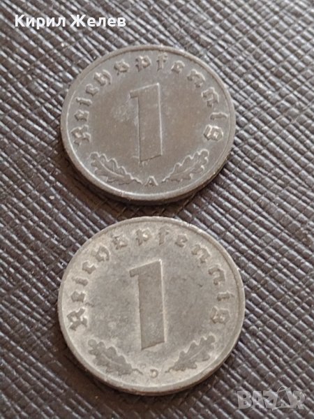 ДВЕ МОНЕТИ 1 райхспфенинг 1942 - 1944г. НАЦИСТКА ГЕРМАНИЯ ТРЕТИ РАЙХ С СВАСТИКА 31581, снимка 1