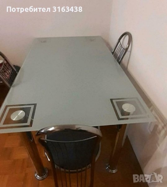 Трапезна голяма стъклена маса, снимка 1