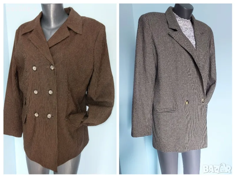 Два броя / Винтидж / Двуредно сако / кафяво и пепит / Германия , снимка 1