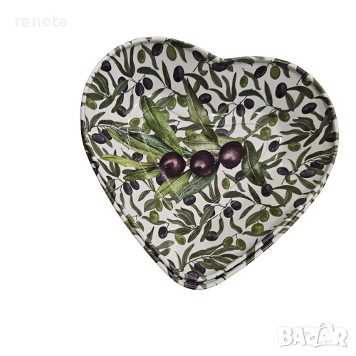 Купичка за ядки, Сърце с маслини, Метална, 9х9х3 см, снимка 1