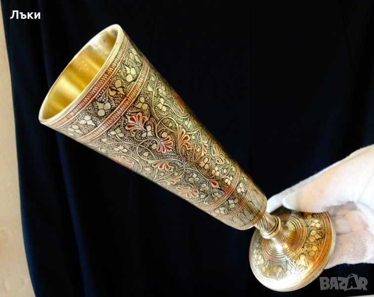 Царски бронзов бокал за вино,клетъчен емайл. , снимка 1