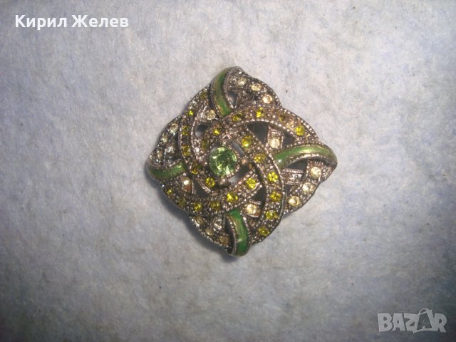 КРАСИВА РОМБОИДНА ПОСРЕБРЕНА АЖУРНА КРИСТАЛНА РЕТРО АРТ СКЪПОЦЕННА БРОШКА 14351, снимка 8 - Други - 37788770