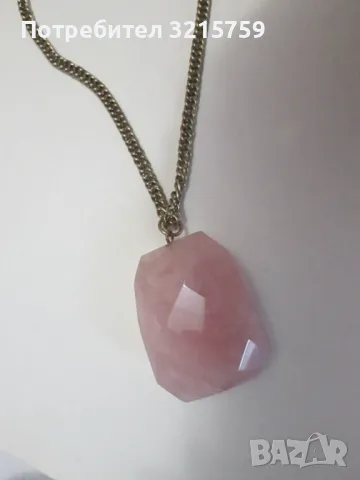 Красиво дамско колие ,голям розов кварц