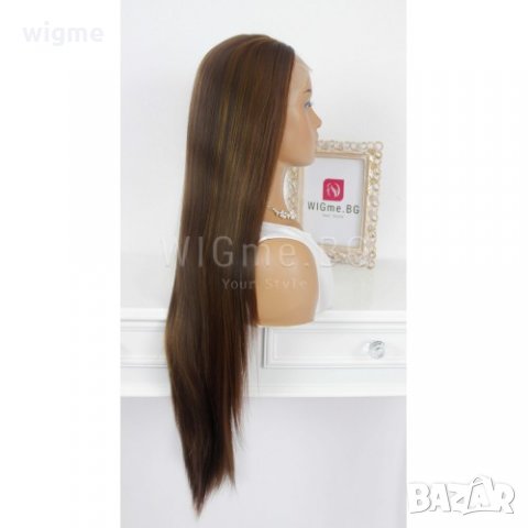 Дълга права кестенява лейс фронт перука Бенет, снимка 5 - Аксесоари за коса - 26096569