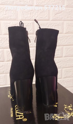 Черни боти от велур, снимка 5 - Дамски боти - 43308104