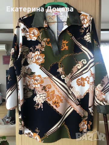 Риза с дълъг ръкав и кожа на яката, снимка 3 - Ризи - 33423793