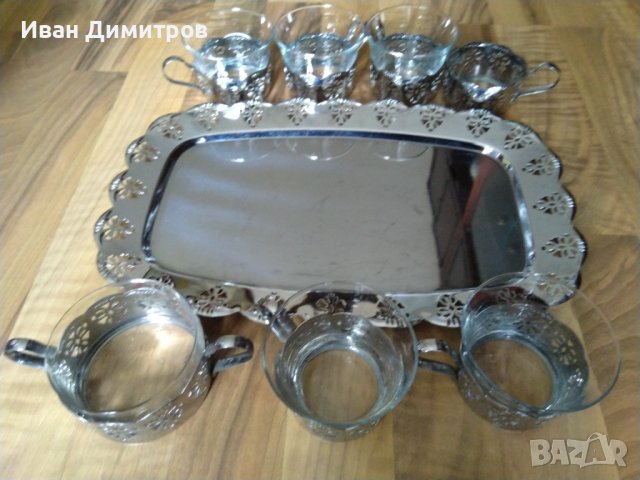 Старинен руски сервиз за чай Rz 8710-MET/Antique Russian tea set Rz 8710-MET, снимка 3 - Антикварни и старинни предмети - 36691040