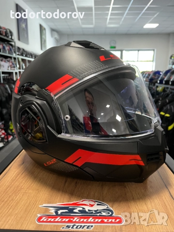 Отваряема мото Каска LS2 Advant FF901 Black/Red ECE 22.06, L,като нова, снимка 7 - Аксесоари и консумативи - 52001559