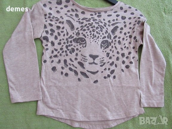 Блуза за момиче Н&М с ефектен тигров принт размер 110/116, ново, снимка 1 - Детски Блузи и туники - 37313123