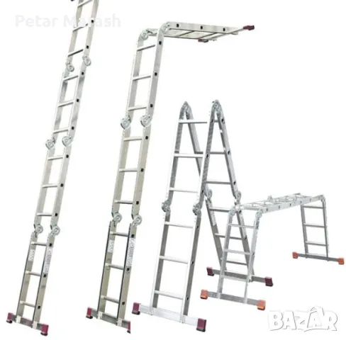 Многофункционална сгъваема стълба, алуминиева, 4 секции по 1 метър, снимка 3 - Други инструменти - 49575680