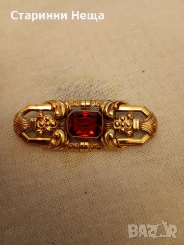 Стара позлатена френска брошка маркировка дубле 30-те години