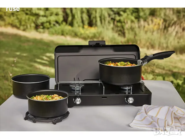 НОВИ! Газов къмпинг котлон двоен с маркуч и редуцир-вентил, снимка 2 - Газови котлони - 47462737