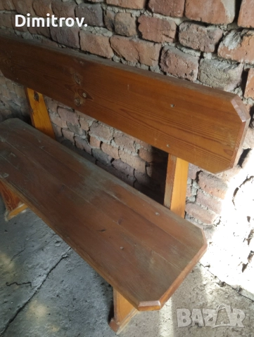 Малка дървена пейка масив, снимка 3 - Градински мебели, декорация  - 52841082