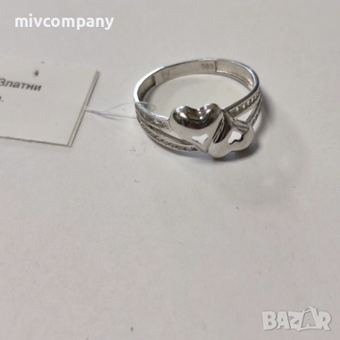 Златен пръстен 1.92гр.(бяло злато), снимка 5 - Пръстени - 51910629