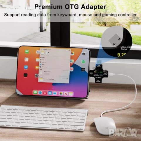 USB тестер на напрежение 2 в 1, цифров мултицет, амперметър 3.6-32V 0-5.1A НОВ, снимка 4 - Друга електроника - 53434685