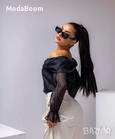 Стилна черна дамска блуза , снимка 2 - Блузи с дълъг ръкав и пуловери - 48066955