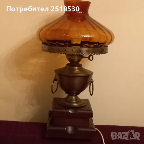 Голяма стара лампа, снимка 3 - Антикварни и старинни предмети - 48870606