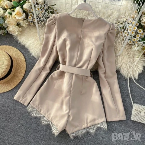 къс гащеризон с колан и дантела, снимка 3 - Гащеризони - 50769635