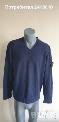Stone Island Cotton Knit V - Neck Mens Size L ОРИГИНАЛ! Мъжки памучен Пуловер!, снимка 6 - Пуловери - 43477958
