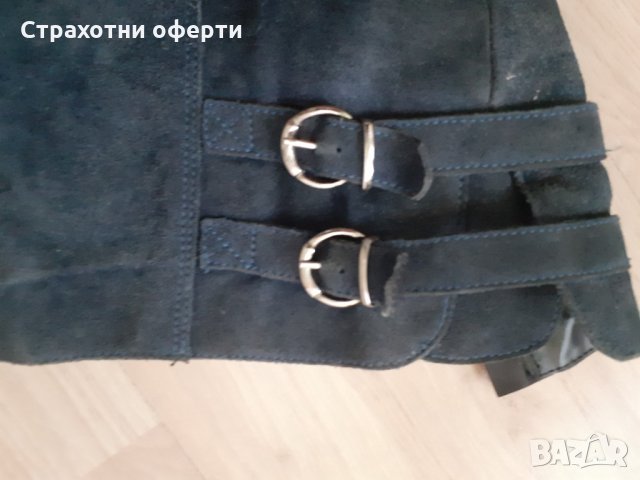 Тъмно сини Ботуши от естествен велур, снимка 3 - Дамски ботуши - 35421936