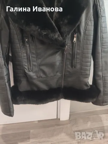 Дамско кожено яке с пух 