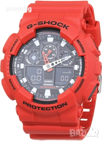 Мъжки часовник Casio G-SHOCK GA-100, черен, червен, внос от Германия