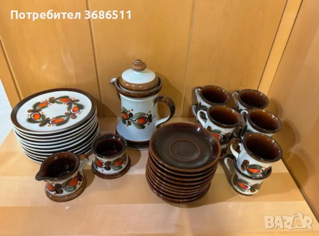Керамика ръчно рисуван сервиз vintage 70's SCHRAMBERG, снимка 3 - Сервизи - 47273594
