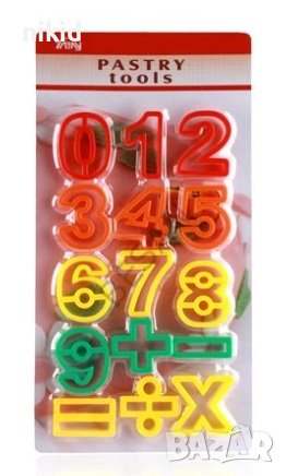 15 едри цифри числа символи пластмасови резци форми за бисквитки тесто фондан торта украса декорация, снимка 2 - Форми - 19647580