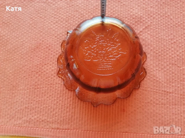 Винтидж преливаща кехлибарена купа, снимка 8 - Чинии - 50838491