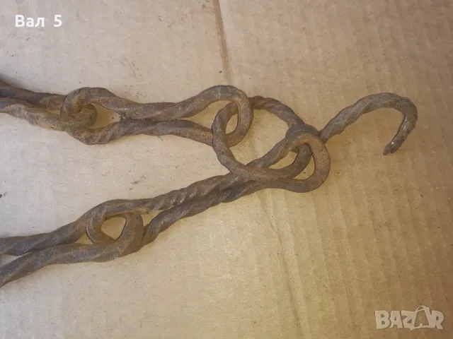 Стара верига за огнище от ковано желязо , здрава, снимка 6 - Антикварни и старинни предмети - 50327363
