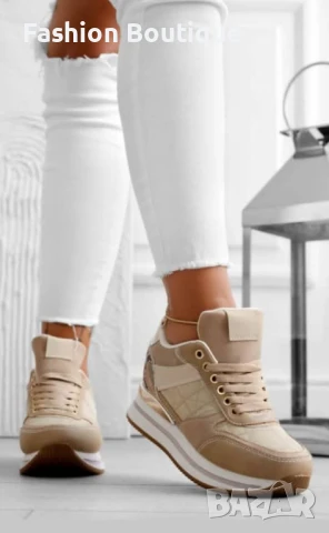 Дамски бежови маратонки, снимка 2 - Маратонки - 51248098